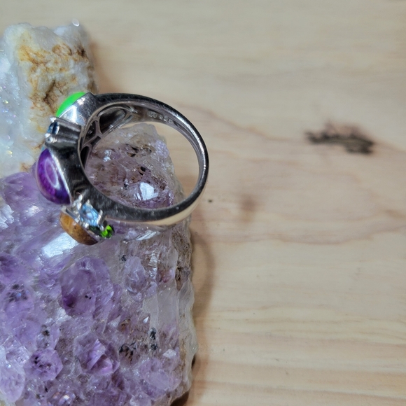 Turquoise|Jasper|Gemstone Sterling Ring - Picture 5 of 7